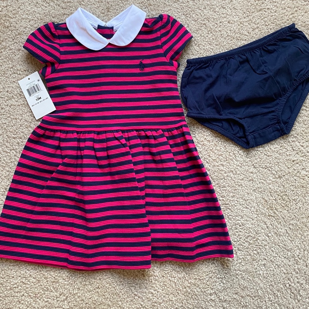 Ralph Lauren toddler pink and navy striped dress